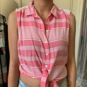 Pink and white stripe crop top